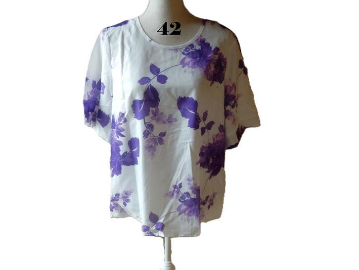 (153) - blouse femme t.42 blanc violet - shein - neuve -, Kleding | Dames, Blouses en Tunieken, Nieuw, Maat 42/44 (L), Paars, Ophalen of Verzenden