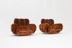 Set Vintage italiaanse fauteuils jaren 70 velours, Ophalen, Vintage, design, 100 tot 125 cm, Zo goed als nieuw