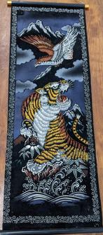 Doek met handgeschilderde tijger (Japanse Scroll - Kakemono), Antiek en Kunst, Ophalen