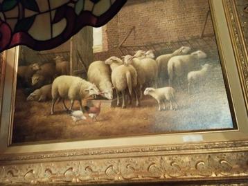 Jan van Baelen (1948-): „Schapen” - Schilderij op doek, Ophalen