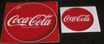 Set van 2 ronde coca cola stickers grote Schutzmarke koffein, Verzamelen, Nieuw, Ophalen of Verzenden