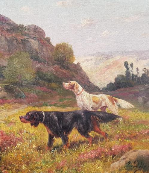 Superbe tableau XIXè - Chiens de chasse - Eugène PETIT, Antiek en Kunst, Kunst | Schilderijen | Klassiek, Verzenden