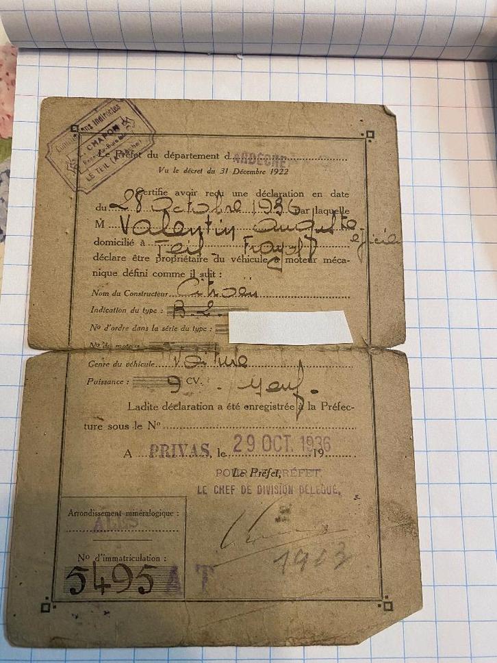 Carte grissen van vooroorlogse citroen b2 oldtimer, Auto diversen, Handleidingen en Instructieboekjes, Ophalen of Verzenden