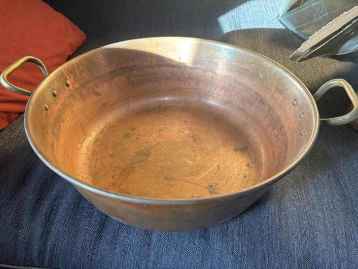 Grote authentieke koperen kookpot / confituurketel – massief, Antiquités & Art, Antiquités | Bronze & Cuivre, Cuivre, Enlèvement ou Envoi