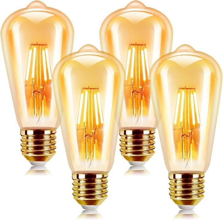 Ledlampen vintage 4 stuks Edison stijl GRATIS LEVERING, Huis en Inrichting, Lampen | Losse lampen, Nieuw, Gloeilamp, 30 tot 60 watt