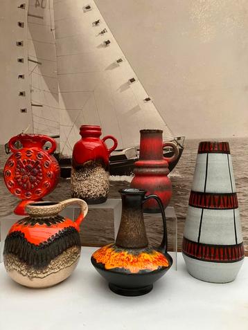 6 Fat Lava keramiek vazen West Germany jaren ‘70 beschikbaar voor biedingen