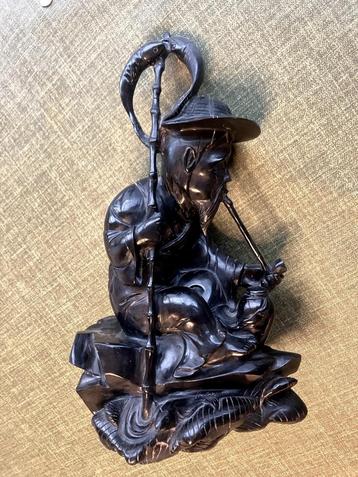 Vintage chinees beeldje van visser in soapstone  beschikbaar voor biedingen