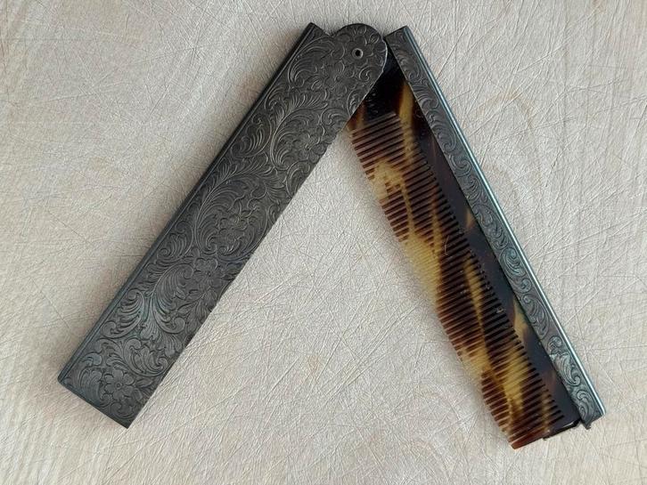 Jugendstil kam in zilveren etui, Antiek en Kunst, Antiek | Zilver en Goud, Zilver, Ophalen of Verzenden