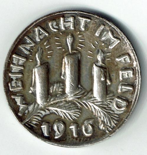 Zeldzame zilveren penning/medaille Weihnacht im Feld 1916, Verzamelen, Militaria | Algemeen, Lintje, Medaille of Wings, Verzenden