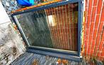 Aluminium raam 160x116 cm dubbel glas – antraciet/wit, Ophalen, Gevelraam of Ruit, Gebruikt, 80 tot 120 cm