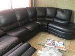 Salon cuir noir angle avec 1 relax manuel, Ophalen, Leer