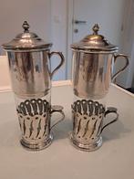 Zilver thee tassen en pillendoos, Ophalen of Verzenden, Zilver