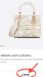 DIOR LADY D-LITE JARDIN TAS, WIT-GOUD (€6.700) ORIGINEEL💛💛, Handtassen en Accessoires, Tassen | Damestassen, Ophalen of Verzenden