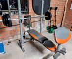 Halterbank bench press incl. halterstang en 50 kg gewicht, Sport en Fitness, Fitnessmaterialen, Ophalen, Halterschijven