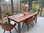 table à manger bois exotique 100 %, Ophalen of Verzenden, Zo goed als nieuw, Metaal