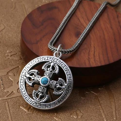 Vajra bescherming talisman - 925 Zilver, Handtassen en Accessoires, Kettinghangers, Nieuw, Zilver, Zilver, Kruis of Symbool, Verzenden