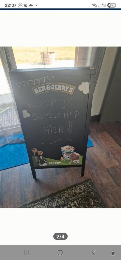 Ben & Jerry’s krijtbord / stoepbord – dubbelzijdig – in net, Huis en Inrichting, Woonaccessoires | Memoborden, Zo goed als nieuw