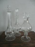 2 kandelaars + geblazen glazen vaas, Ophalen of Verzenden