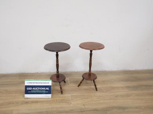 Set van 2 Vintage Houten Plantentafeltjes, Antiek en Kunst, Antiek | Meubels | Tafels, Ophalen of Verzenden