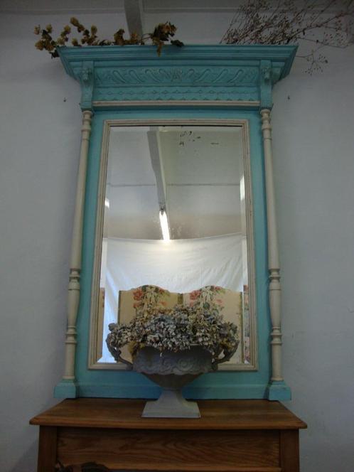OUDE GEPATINEERDE GESLEPEN SPIEGEL***SHABBY CHIC STYLE***, Antiek en Kunst, Antiek | Spiegels, Rond, Ophalen