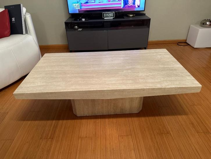 Superbe table de salon en travertin, Maison & Meubles, Tables | Tables de salon, Comme neuf, Moins de 50 cm, 50 à 100 cm, 100 à 150 cm
