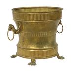 Oude Messing Bloempot Jardinière Mécap Belgium, Tuin en Terras, 25 tot 40 cm, Gebruikt, Rond, Ophalen of Verzenden