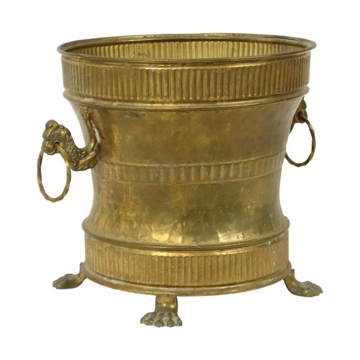 Oude Messing Bloempot Jardinière Mécap Belgium, Tuin en Terras, Bloempotten, Gebruikt, Metaal, Minder dan 40 cm, 25 tot 40 cm