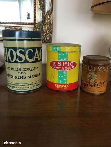 Lot de 6 boîtes anciennes de Pub : Poulain, Nescao beschikbaar voor biedingen