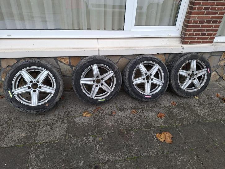 4 jantes ALU 7.5X16 5/112 et 4 Uniroyal Hiver 205/55/16 2021, Auto-onderdelen, Banden en Velgen, Velg(en), Winterbanden, 205 mm
