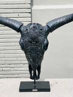 Trophée crâne de taureau noir, Antiquités & Art, Curiosités & Brocante
