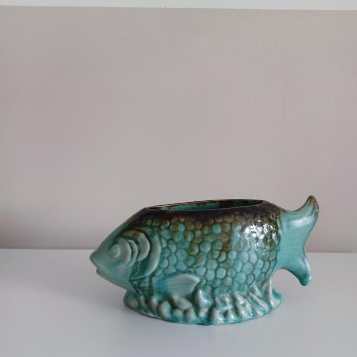 Vintage '60 keramiek, handgeschilderde vis, Antiek en Kunst, Antiek | Keramiek en Aardewerk, Ophalen of Verzenden