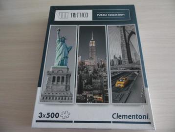 PUZZLE   3 X 500 PIÈCES       NEW YORK     CLEMENTONI