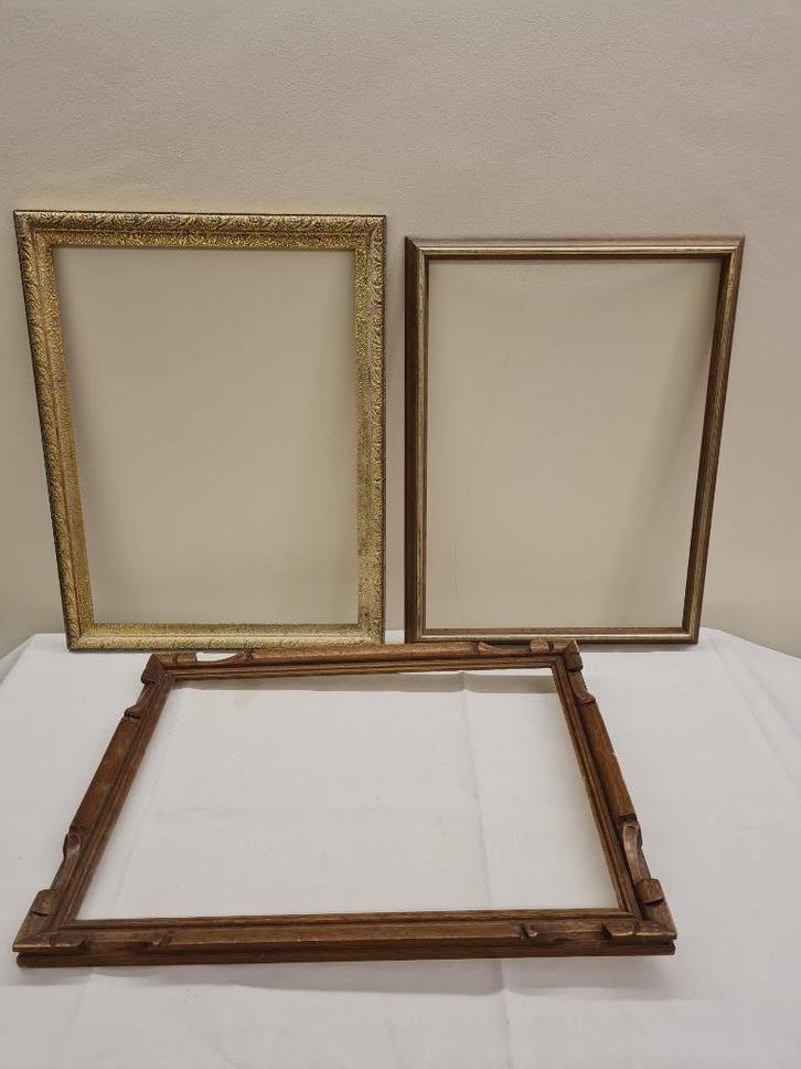 3 massieve houten lijstjes, Huis en Inrichting, Woonaccessoires | Lijsten, Gebruikt, Minder dan 50 cm, Minder dan 50 cm, Hout