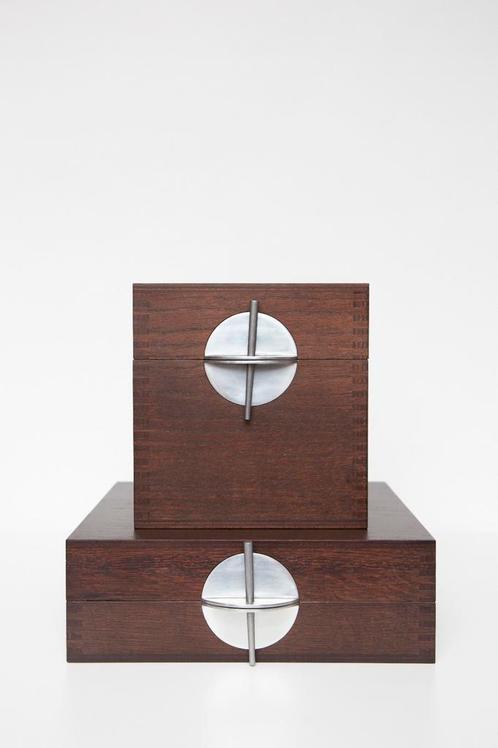 Set van 2 houten kistjes van Ligne Roset (Peter Maly), Antiek en Kunst, Kunst | Designobjecten, Ophalen of Verzenden