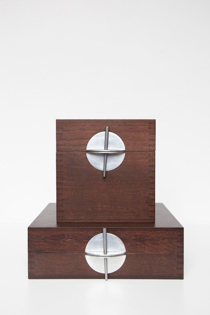 Set van 2 houten kistjes van Ligne Roset (Peter Maly), Antiek en Kunst, Kunst | Designobjecten, Ophalen of Verzenden