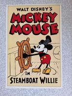 Mickey Mouse in Steamboat Willie, Verzamelen, Disney, Mickey Mouse, Plaatje of Poster, Zo goed als nieuw, Ophalen