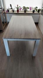 Table à manger taupe + blanc, Comme neuf, 100 à 150 cm, Rectangulaire, Landelijk