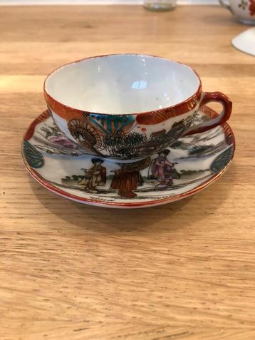 PORSELEIN KOP EN SCHOTEL JAPANS MOOI EN FIJN!, Enlèvement ou Envoi