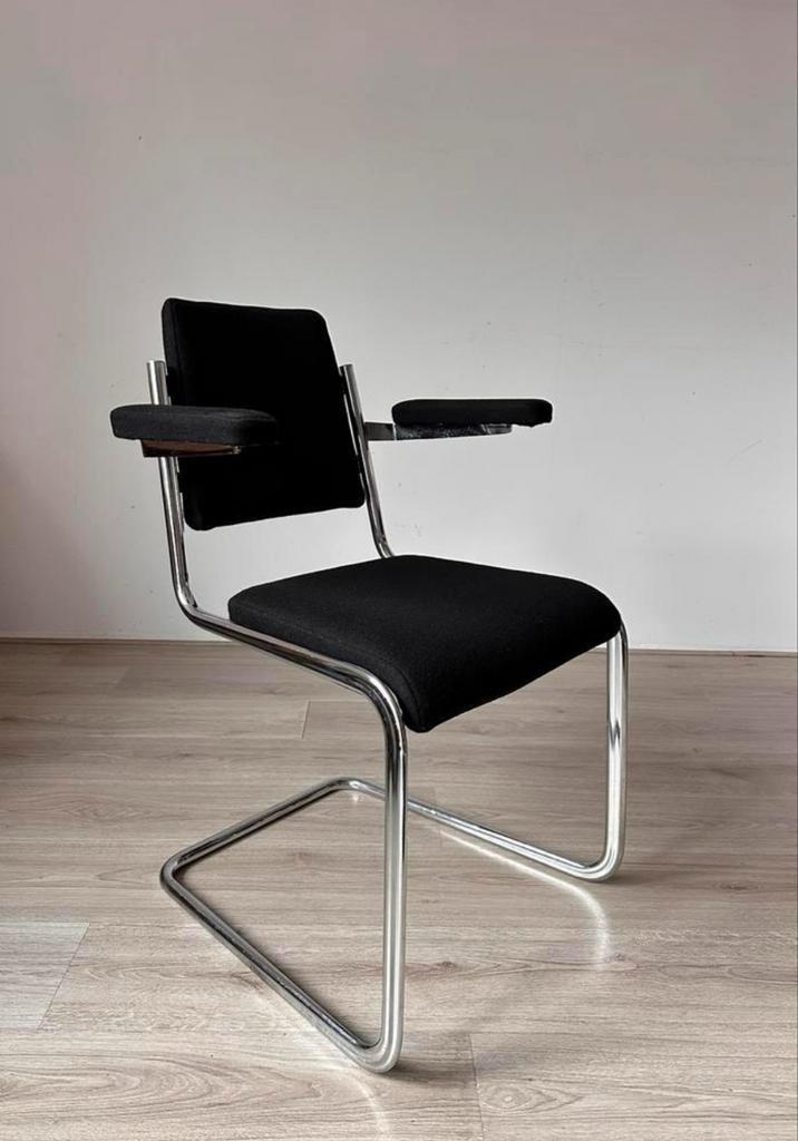 6x Vintage Tecta Armchairs Design By Jean Prouve, Huis en Inrichting, Stoelen, Gebruikt, Vijf, Zes of meer stoelen, Metaal, Stof