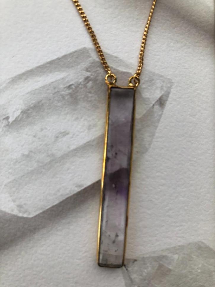 Collier améthyste by Luna Norte, Handtassen en Accessoires, Kettingen, Zo goed als nieuw, Overige materialen, Paars, Met kristal