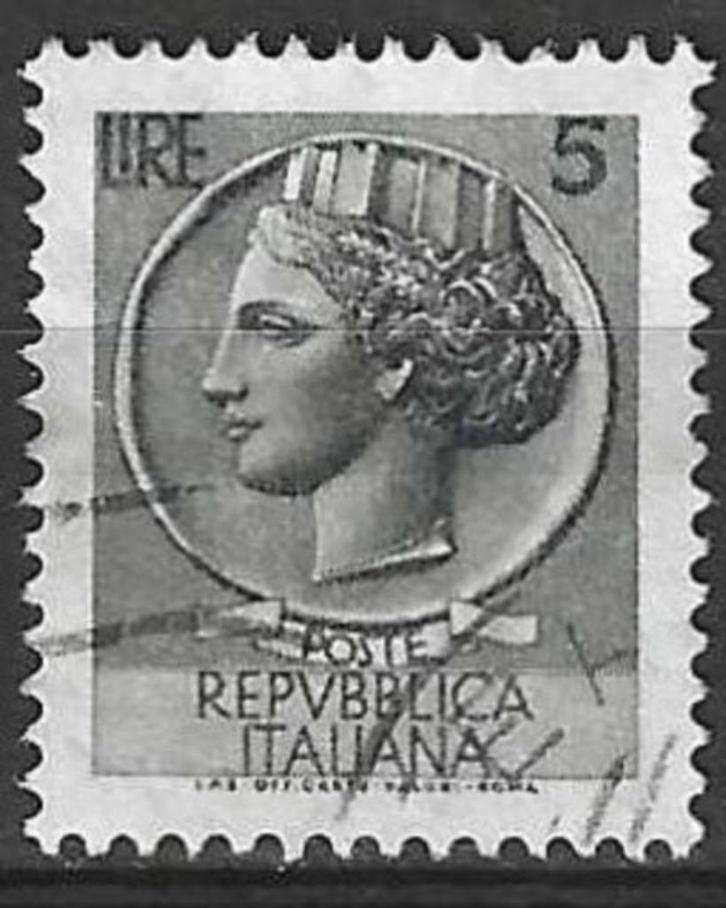 Italie 1955/1960 - Yvert 710 - Munt van Syracus (ST), Postzegels en Munten, Postzegels | Europa | Italië, Gestempeld, Verzenden