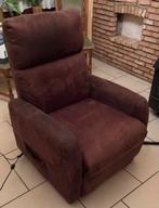 Fauteuil relax électrique, velouté brun foncé, 107 sur 75 cm, Ophalen, Zo goed als nieuw