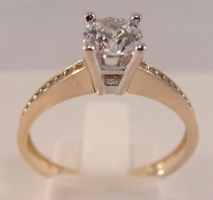 14 Karaat gouden damesring (verlovingsring/trouwring), Bijoux, Sacs & Beauté, Bagues, Comme neuf, Femme, 17 à 18, Or, Or, Avec pierre précieuse