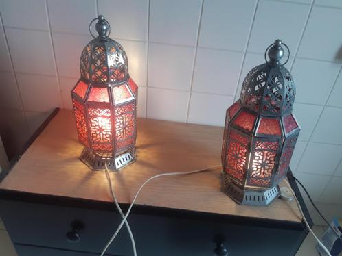 Marokkaanse lampen, Huis en Inrichting, Lampen | Hanglampen, Gebruikt, Minder dan 50 cm, Glas, Metaal, Ophalen