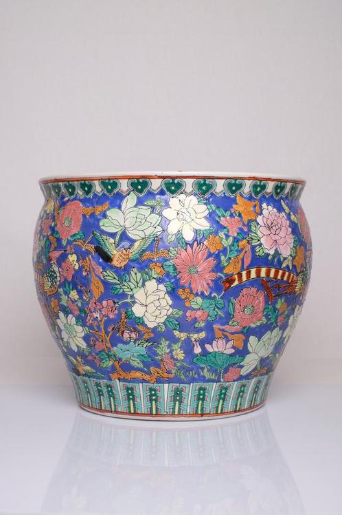 Chinese porseleinen vloervaas met bloemen- en vissenmotief, Antiek en Kunst, Antiek | Keramiek en Aardewerk, Ophalen