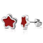 Boucles d'oreilles pour enfants en forme de fleur rouge en a, Enlèvement ou Envoi, Neuf, Boucles d'oreilles