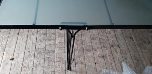 Tafel met glazen blad, Huis en Inrichting, Tafels | Salontafels, Gebruikt, 50 tot 75 cm, 50 tot 100 cm, 150 tot 200 cm, Rechthoekig