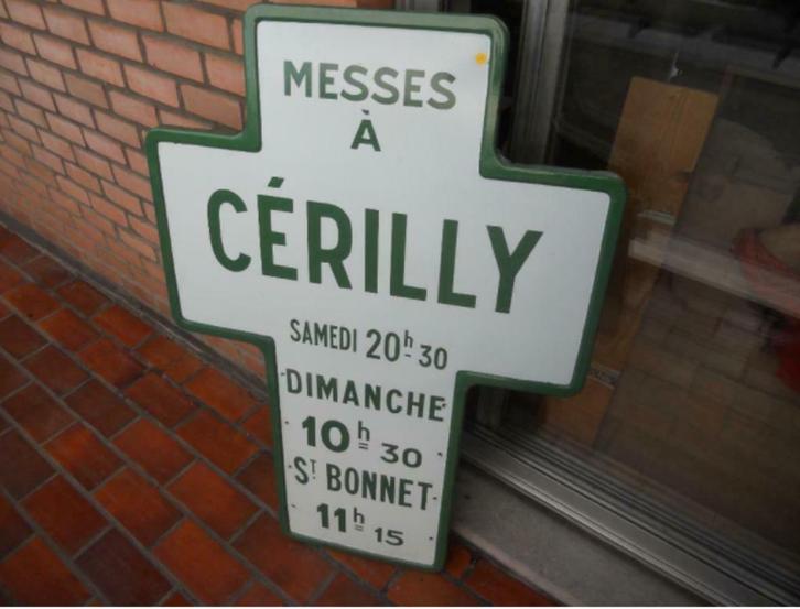 uniek bord met uurrooster missen in Cérilly, Verzamelen, Merken en Reclamevoorwerpen, Gebruikt, Reclamebord, Ophalen