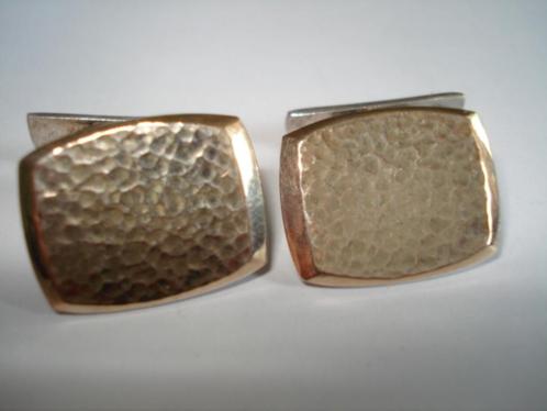 Manchetknopen cufflinks gold plated silver verguld zilver, Handtassen en Accessoires, Manchetknopen, Zo goed als nieuw, Zilver