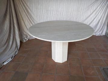 Table à manger ronde en travertin en excellent état, Maison & Meubles, Tables | Tables à manger, Enlèvement ou Envoi